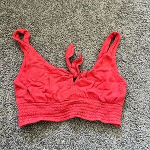 Abercrombie & Fitch Orange Tank Tie Front Crop Top